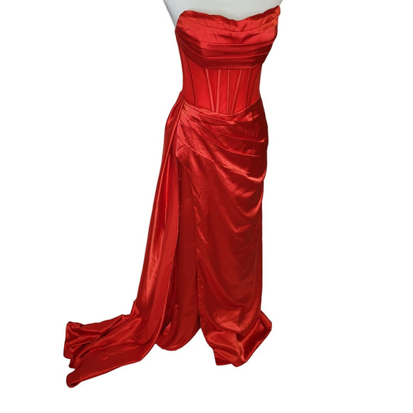 NWT Beautiful Red Formal Gown Prom Dress Wedding Party Bridesmaid MOTB - Picture 7 of 10